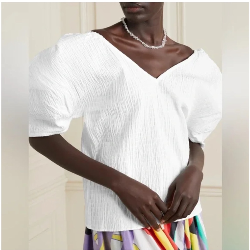 Mara Hoffman White Puff Sleeve Blouse